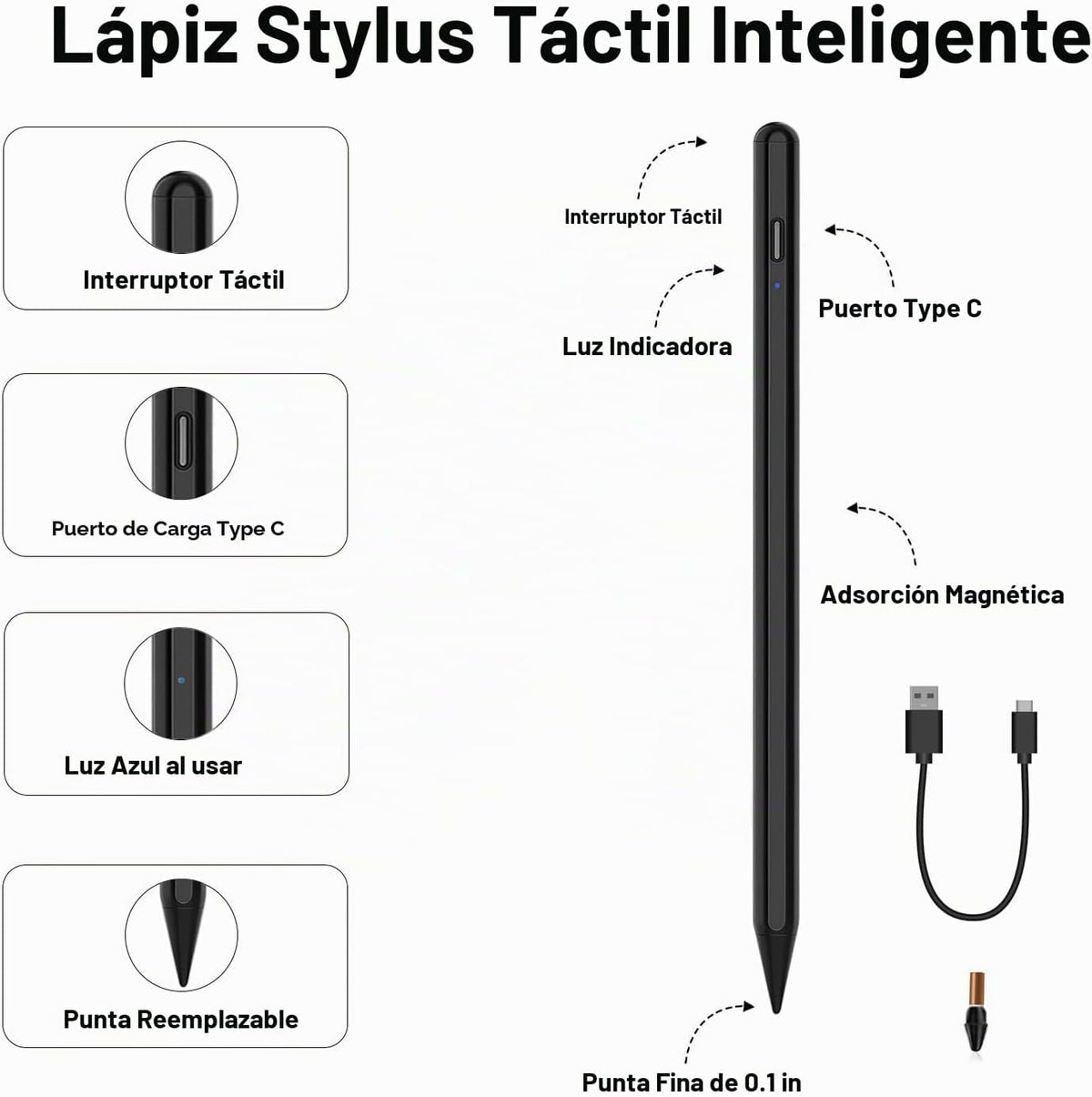 Lápiz capacitivo para iPad 2025-2018 Lápiz activo de 11ª y 10ª gene...
