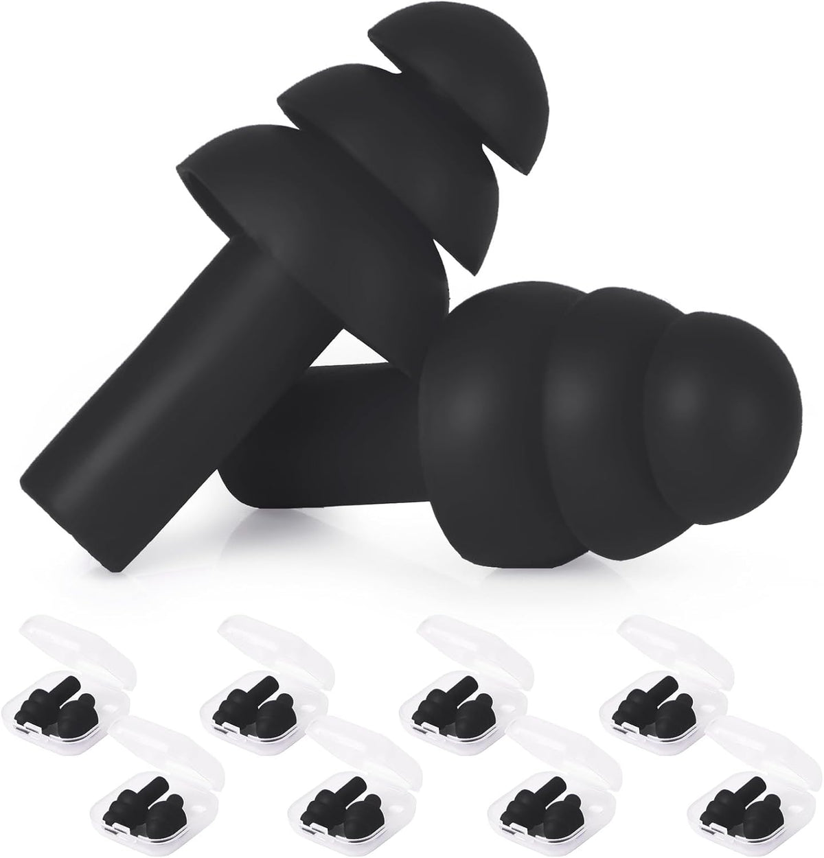 24 pares de tapones negros para los oídos NRR 29dB reutilizables de...