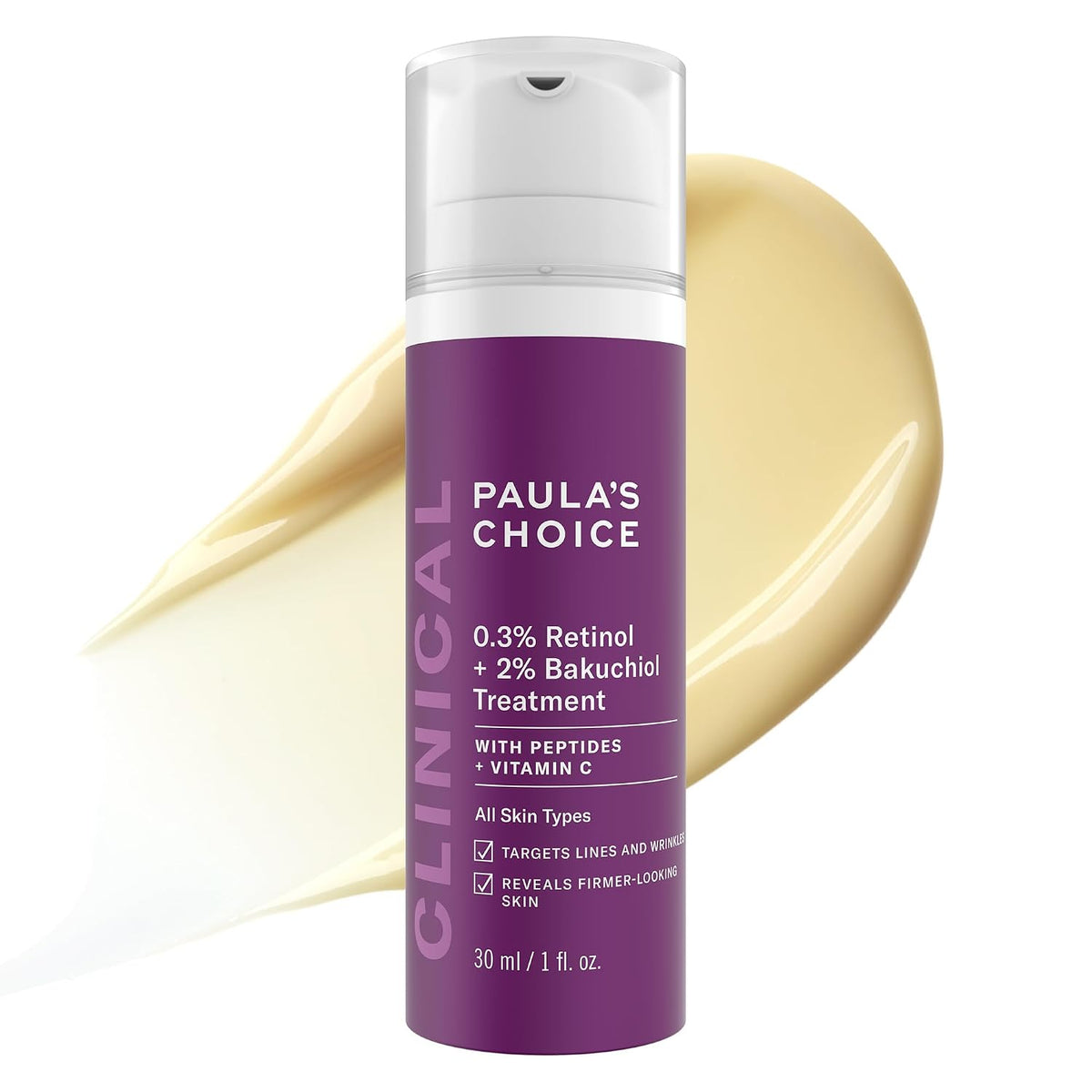 Paula's Choice CLINICAL 0.3% Retinol + 2% Bakuchiol, suero anti...