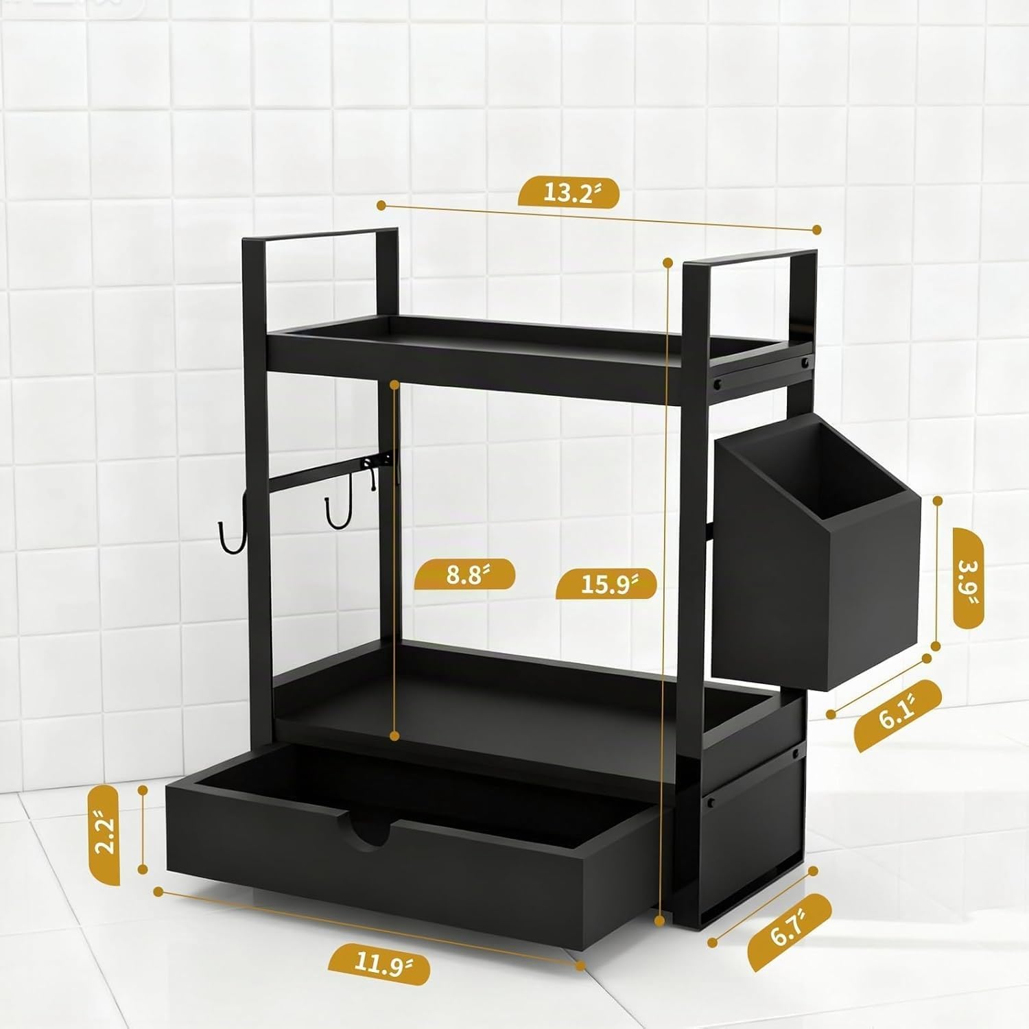Goliross Organizador y almacenamiento de mostrador de baño con 2 ca...