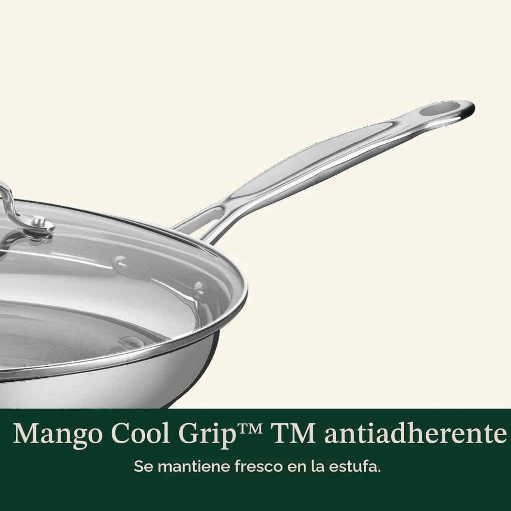 Cuisinart Sartén de 12 pulgadas con tapa de vidrio, colección clási...