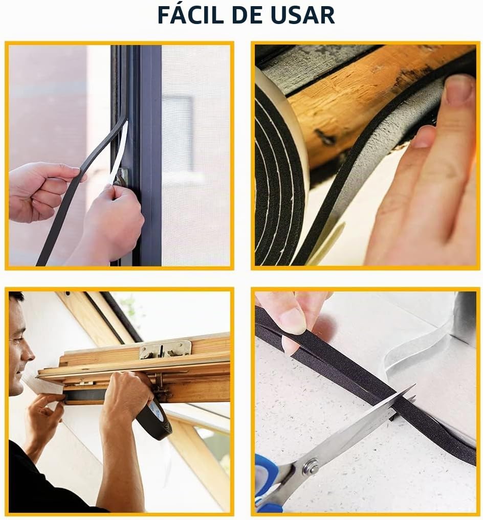 Alenor EPDM Cinta aislante de espuma negra autoadhesiva de 1\/3 x 1...