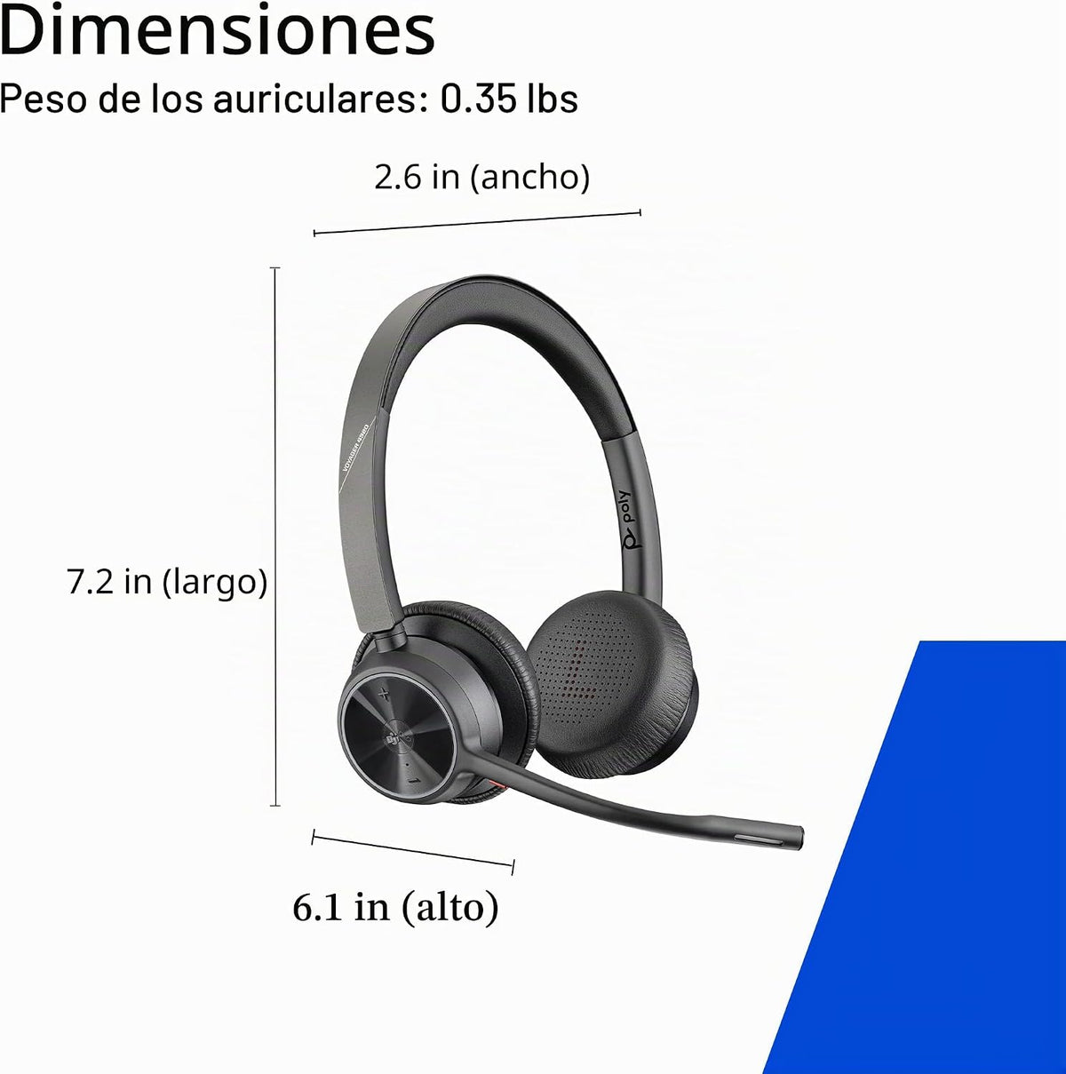 Poly Voyager 4320 UC: Bluetooth, auriculares inalámbricos con micró...