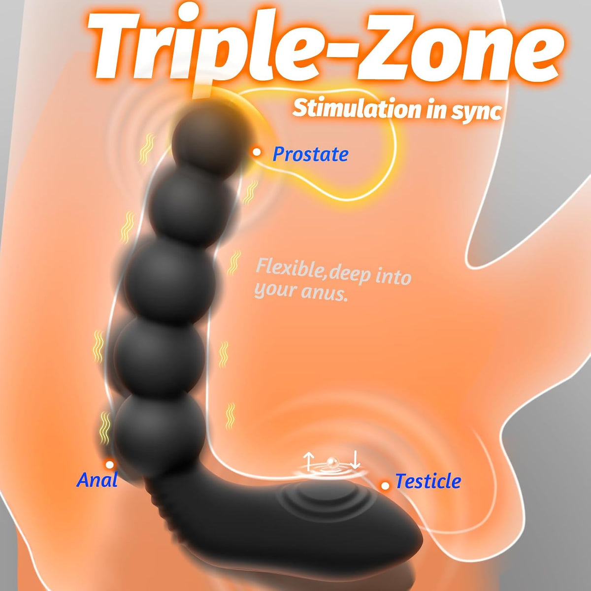 Juguete sexual anal, masajeador de próstata vibrador con ajustable...