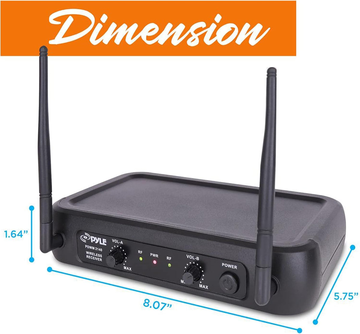 Pyle Channel Sistema de micrófono VHF fijo de doble frecuencia inal...