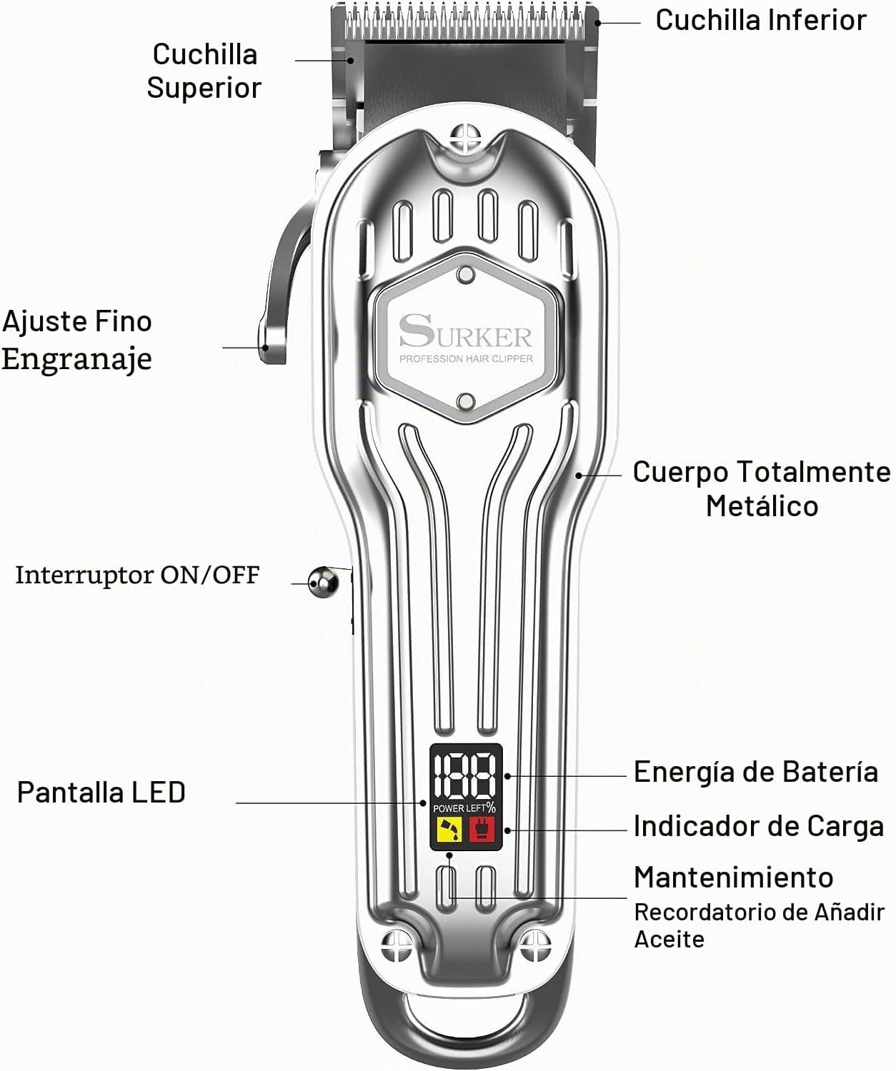 SURKER Cortadora de pelo para hombre, inalámbrico, kit profesional...