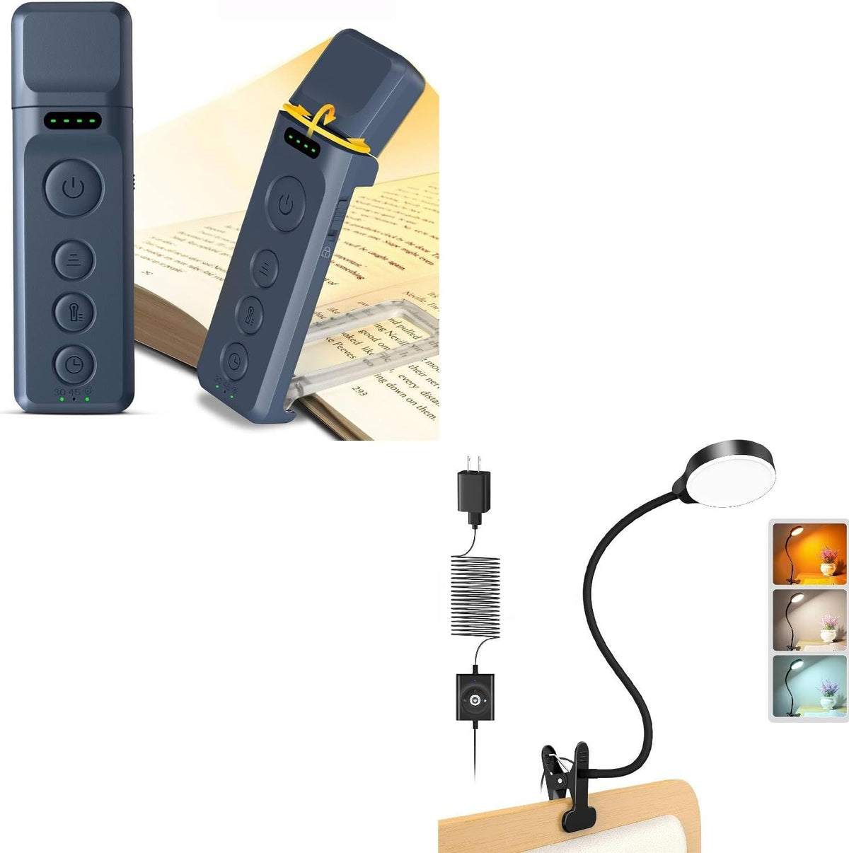 Glocusent Paquete de luces de libro A28 de 5 W con clip en luz