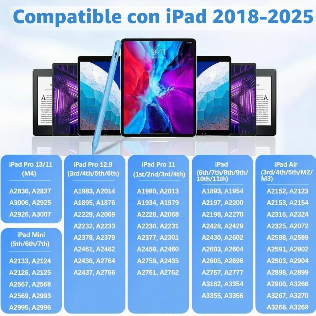 Lápiz capacitivo para iPad 11\/10º 2025-2018, 2 unidades de lápiz c...