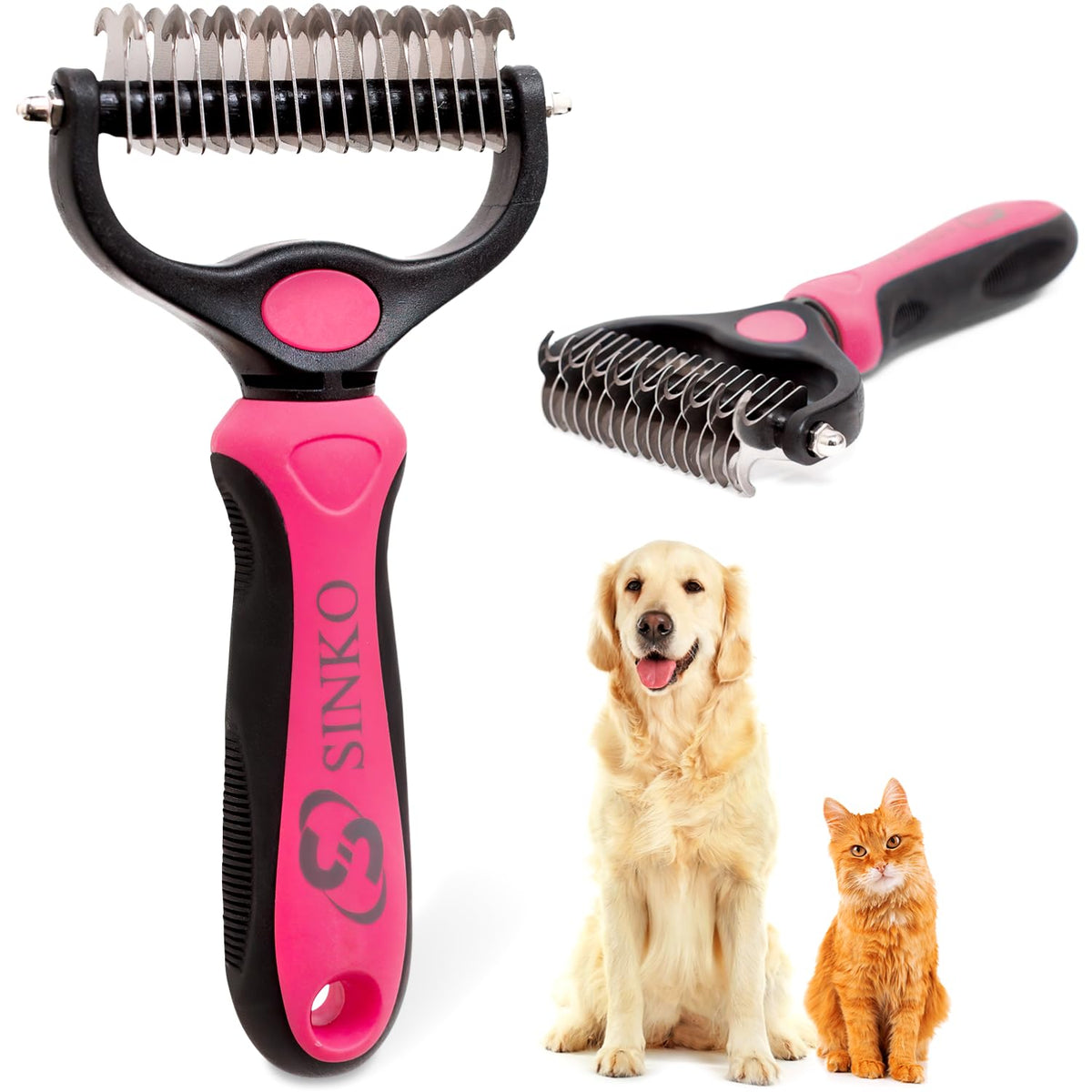 Sinko - Cepillo de pelo para perros y gatos, rastrillo de capa infe...