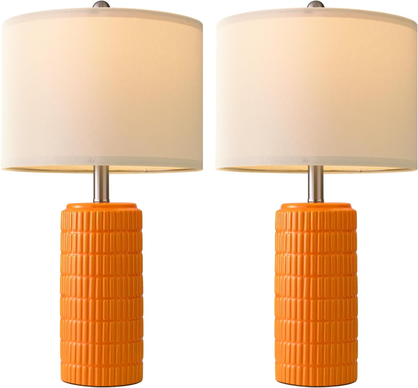 PoKat Juego de 2 lámparas de mesa naranjas de 23 pulgadas para sala...