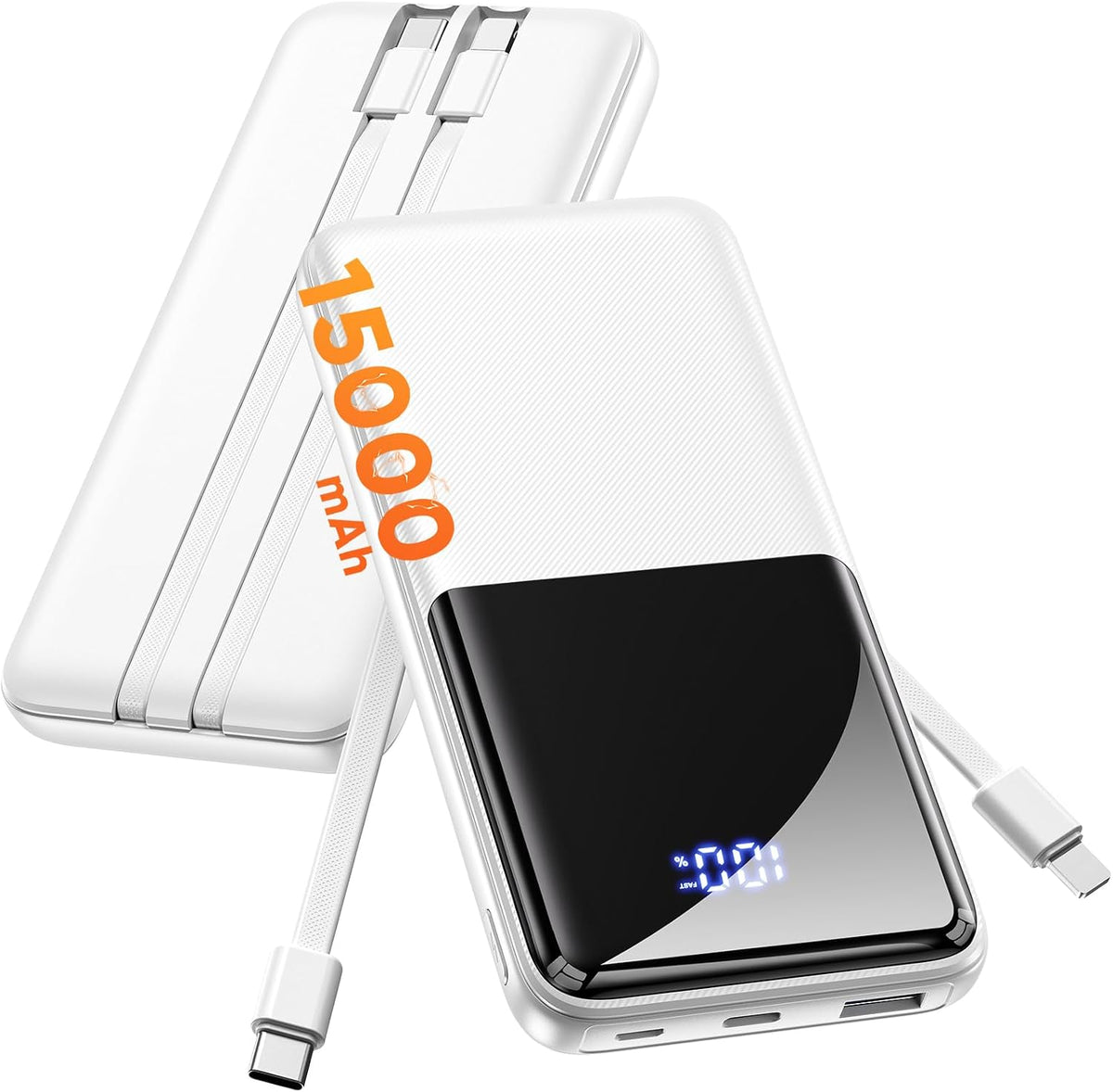 CFIAI Cargador portátil 15000mAh Banco de energía delgado con cable...