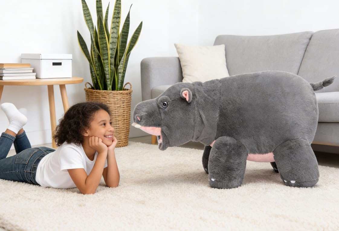 IKASA Peluche de hipopótamo gigante, juguete de peluche grande de h...