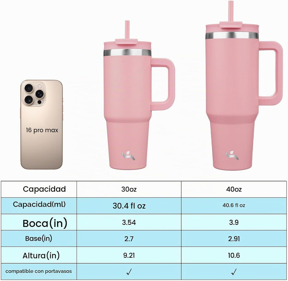 Konokyo - Vaso de 40 onzas con asa y 2 pajillas, botella de agua ai...