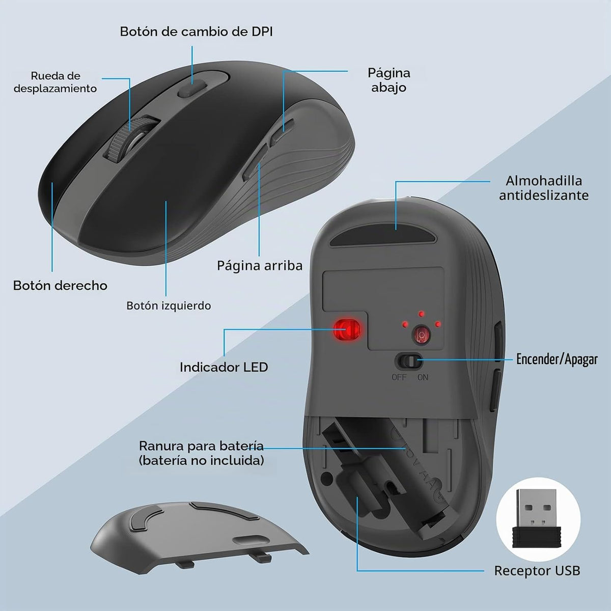 Combinación de teclado y ratón inalámbricos, MARVO 2.4G Teclado ina...