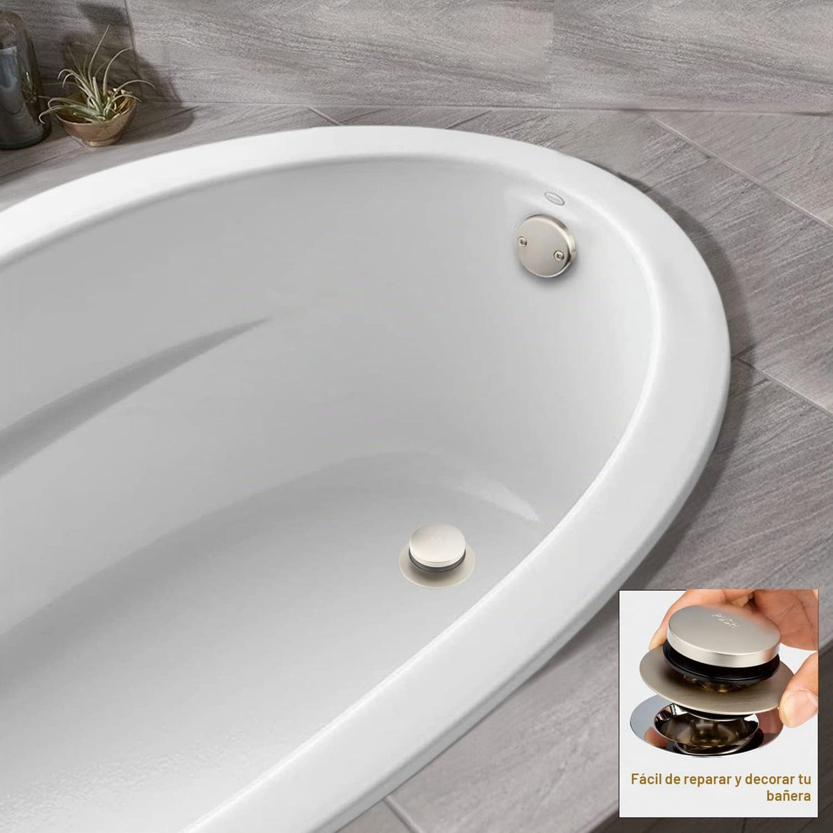 Artiwell Tapón Universal de Drenaje de Baño Tip Toe y Cubierta, Tap...