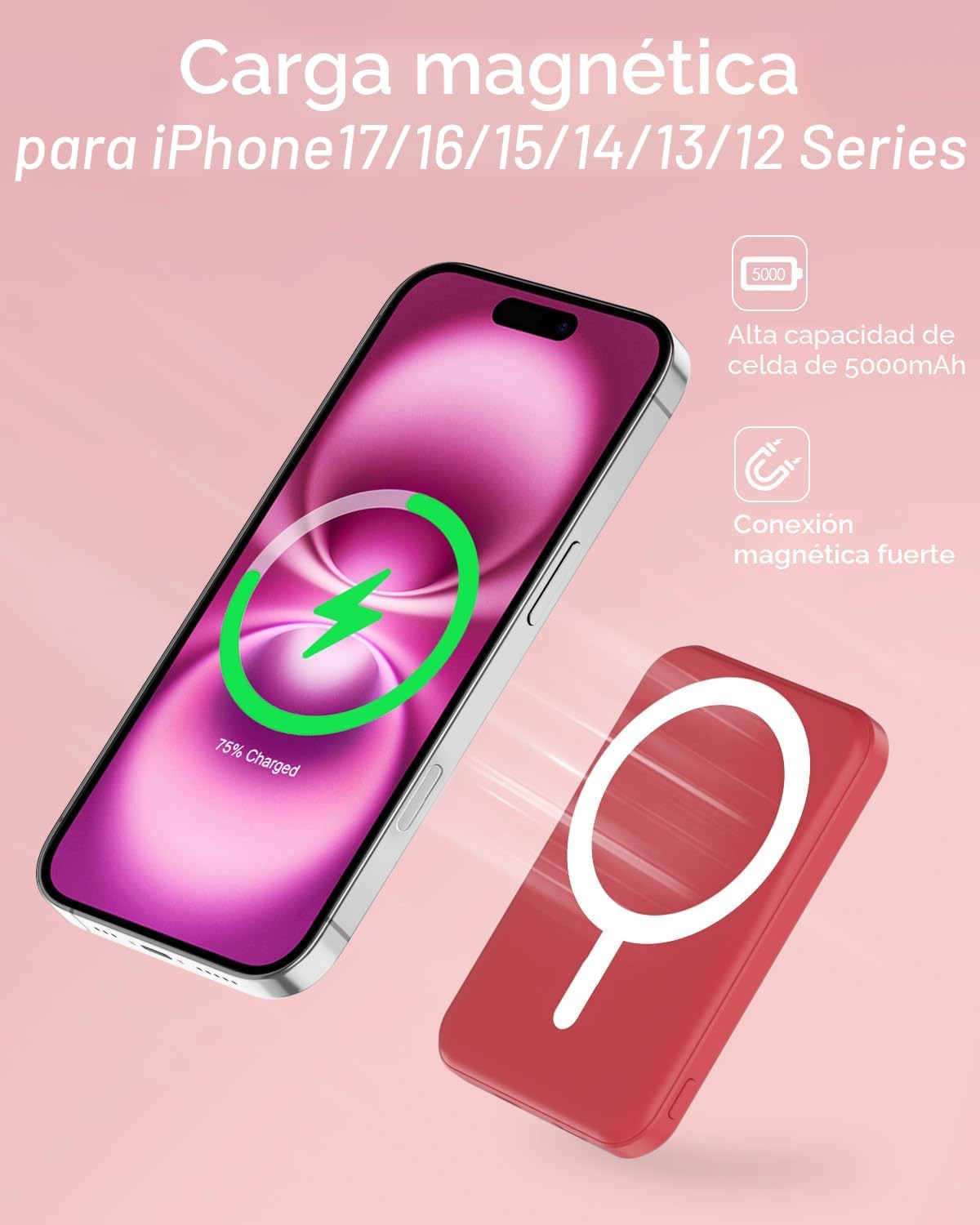 podoru para MagSafe Power Bank 5000mAh, cargador portátil magnético...