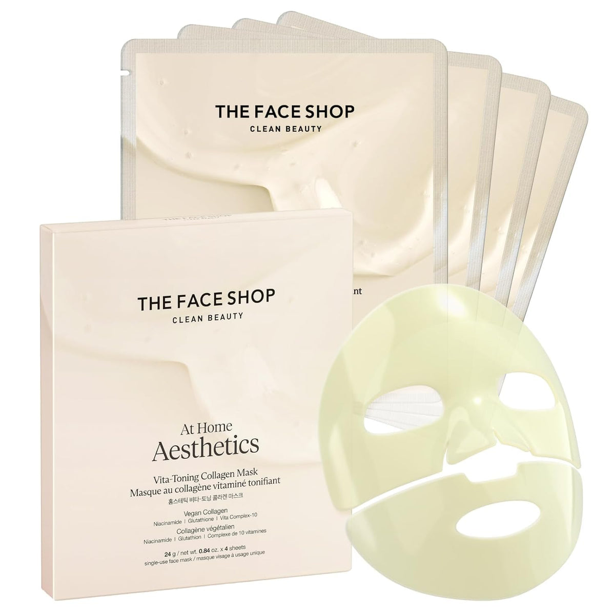 THE FACE SHOP Vita-Toning Máscara Facial de Colágeno Vegano, Esenci...