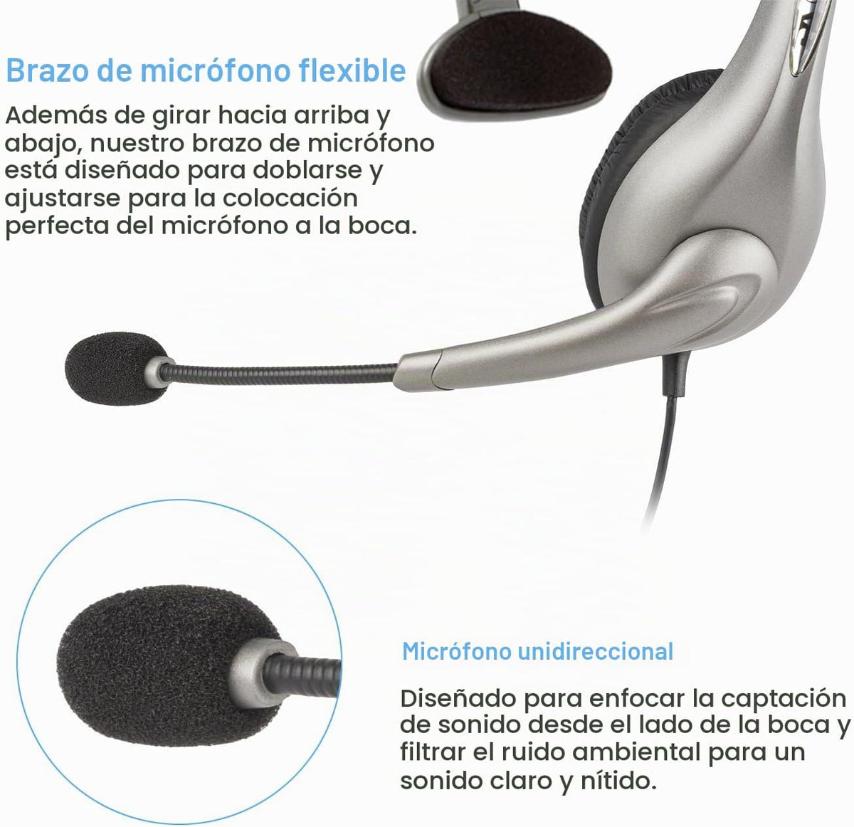 Cyber Acoustics Auriculares USB Mono AC-840, auriculares con micróf...