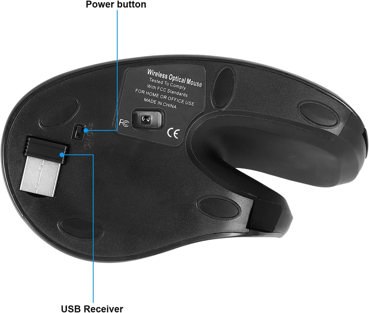 Ratón ergonómico inalámbrico, mouse Ergo vertical, recargable 2.4G...