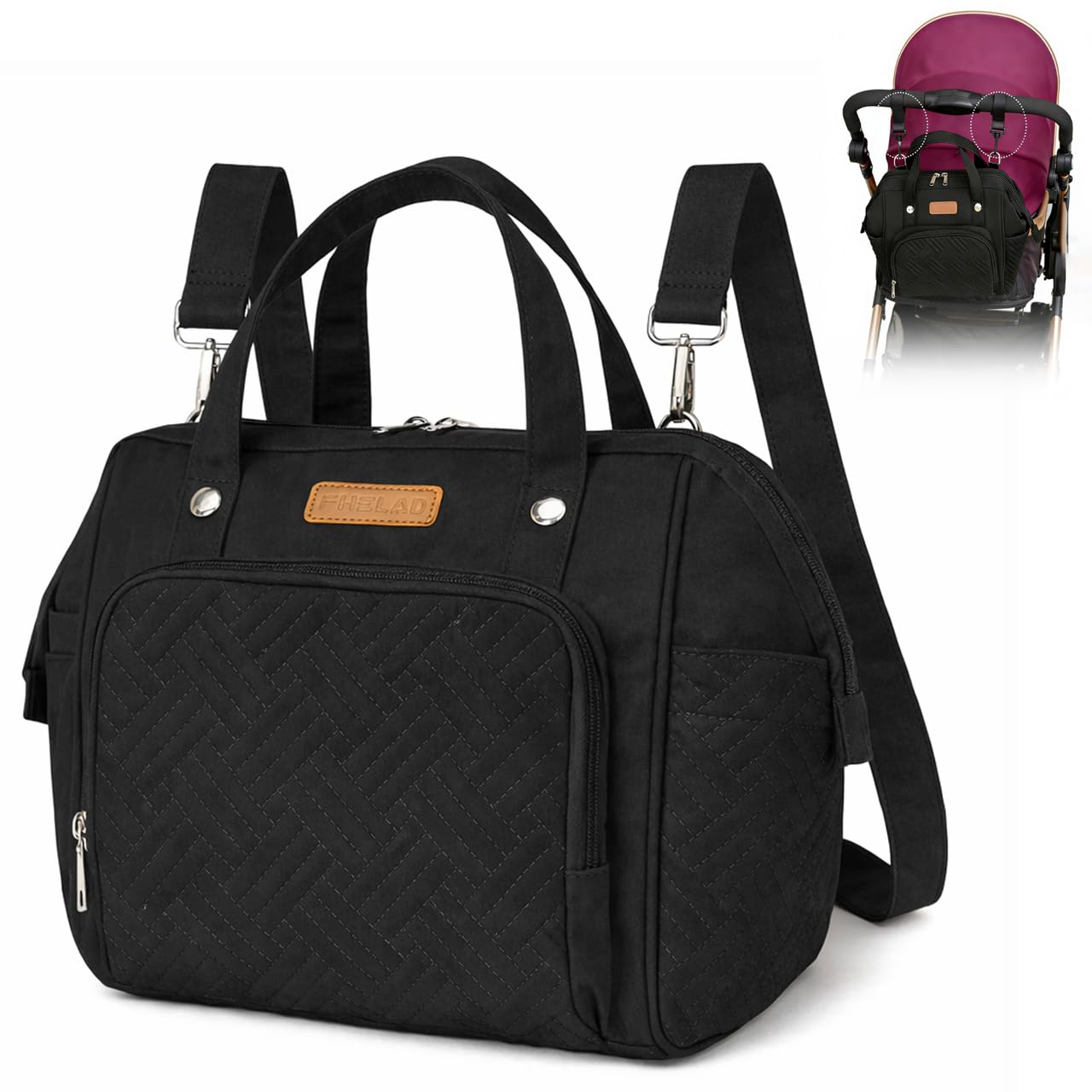 FHELAD Bolsa de pañales pequeña para mujer, mini bolsa de bebé 4 en...