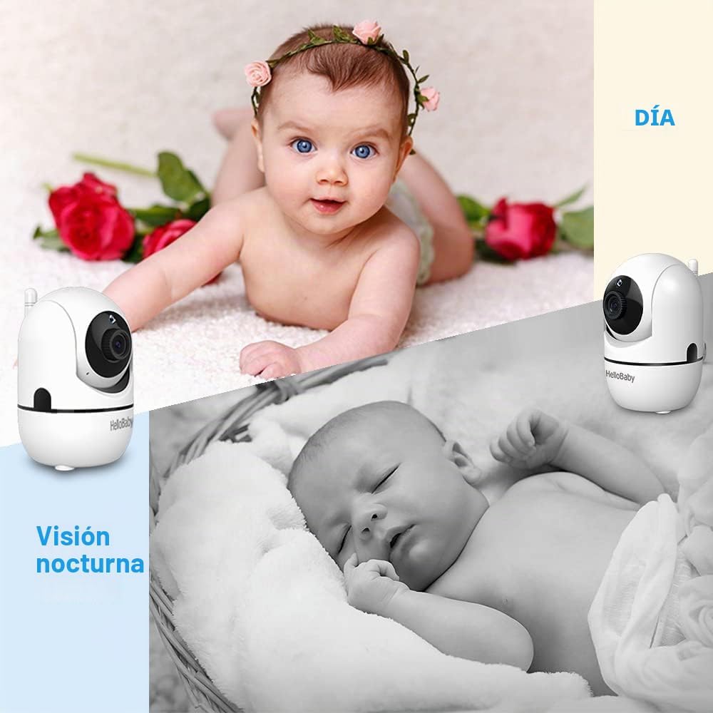 HelloBaby HB6550-2 Monitor para bebés con cámara dual de 5" sin WiF...