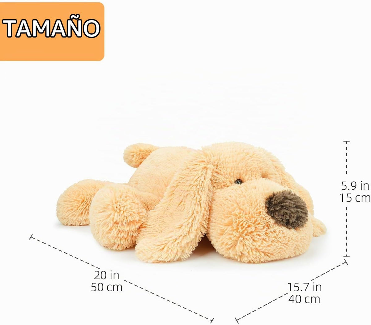WEIGEDU Juguete de peluche de perro acostado, 20 pulgadas | Amarill...