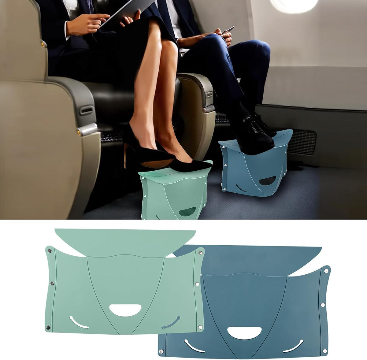Reposapiés de viaje para avión y oficina, taburete portátil debajo...