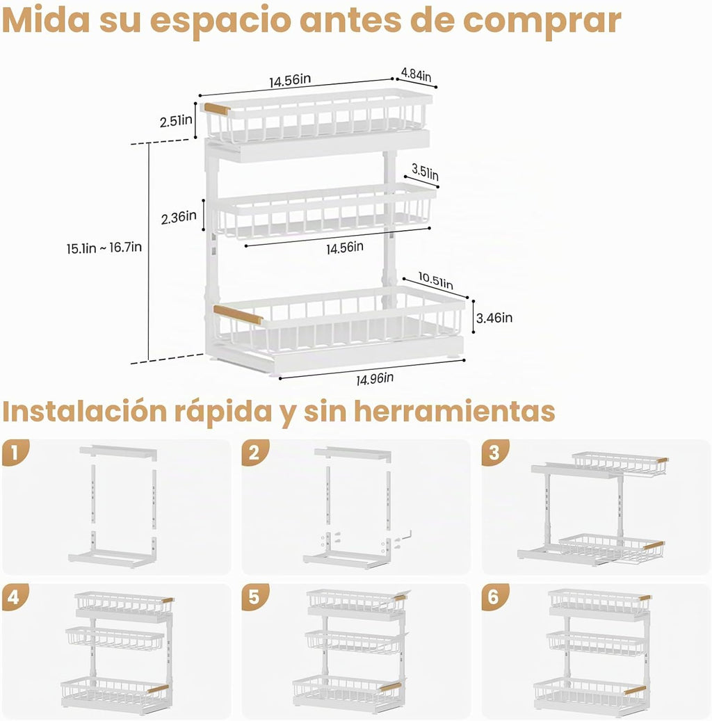 Aekenr Organizador y almacenamiento para debajo del fregadero para...