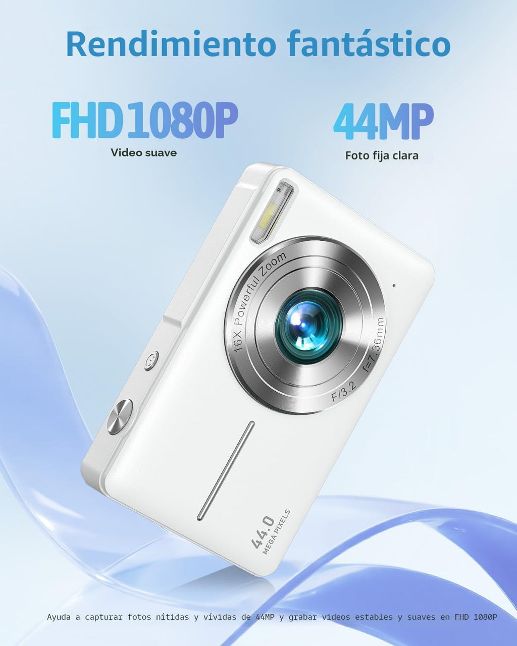 Cámara digital FHD 1080P apuntar y disparar cámara con tarjeta de 3...