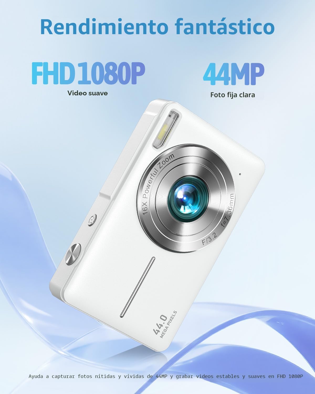Cámara digital FHD 1080P apuntar y disparar cámara con tarjeta de 3...