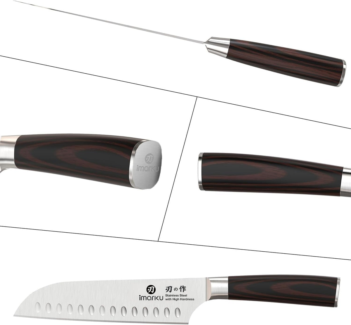 imarku Santoku Cuchillo de chef japonés de acero inoxidable de alto...