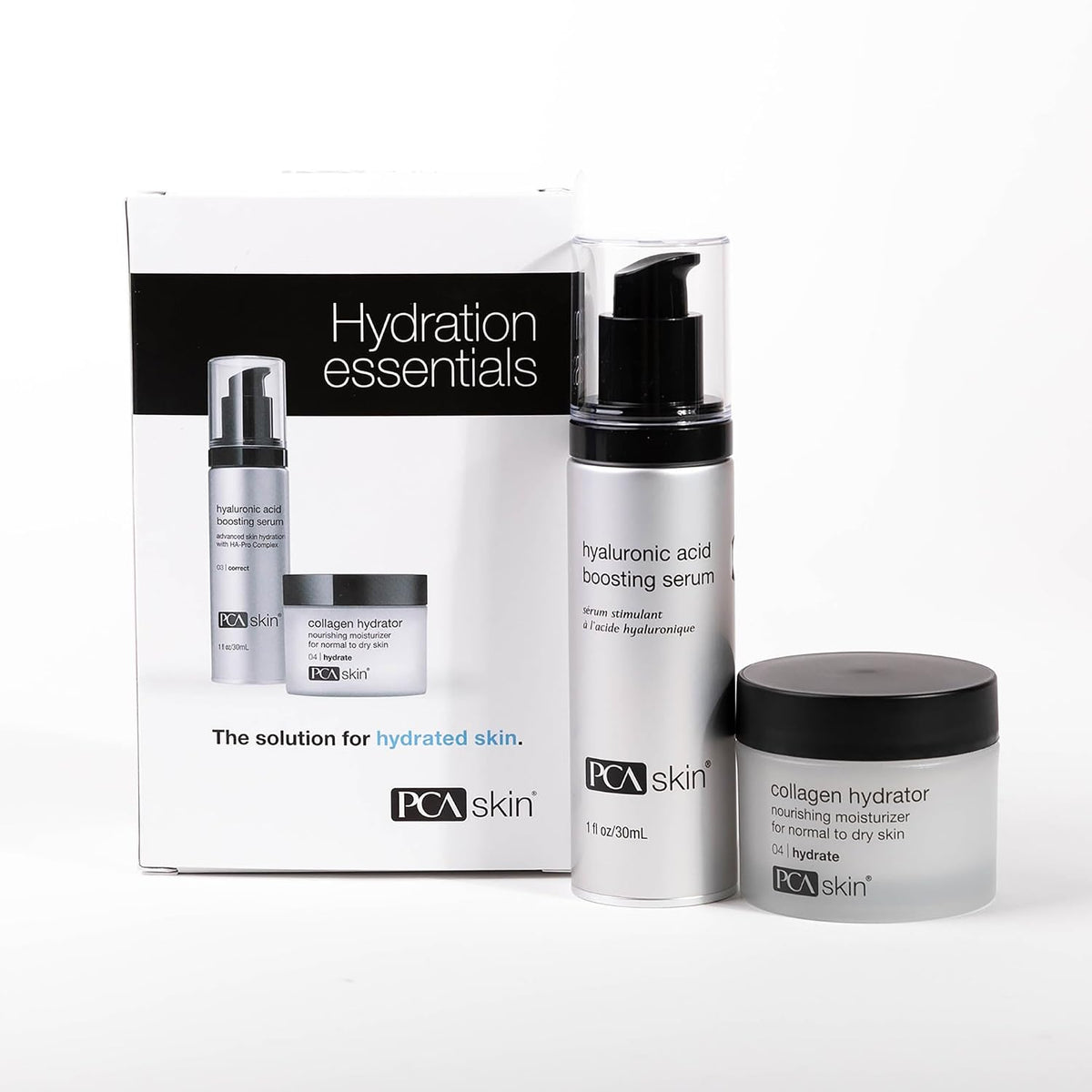 PCA SKIN Kit de Esenciales de Hidratación, Suero Potenciador de Áci...