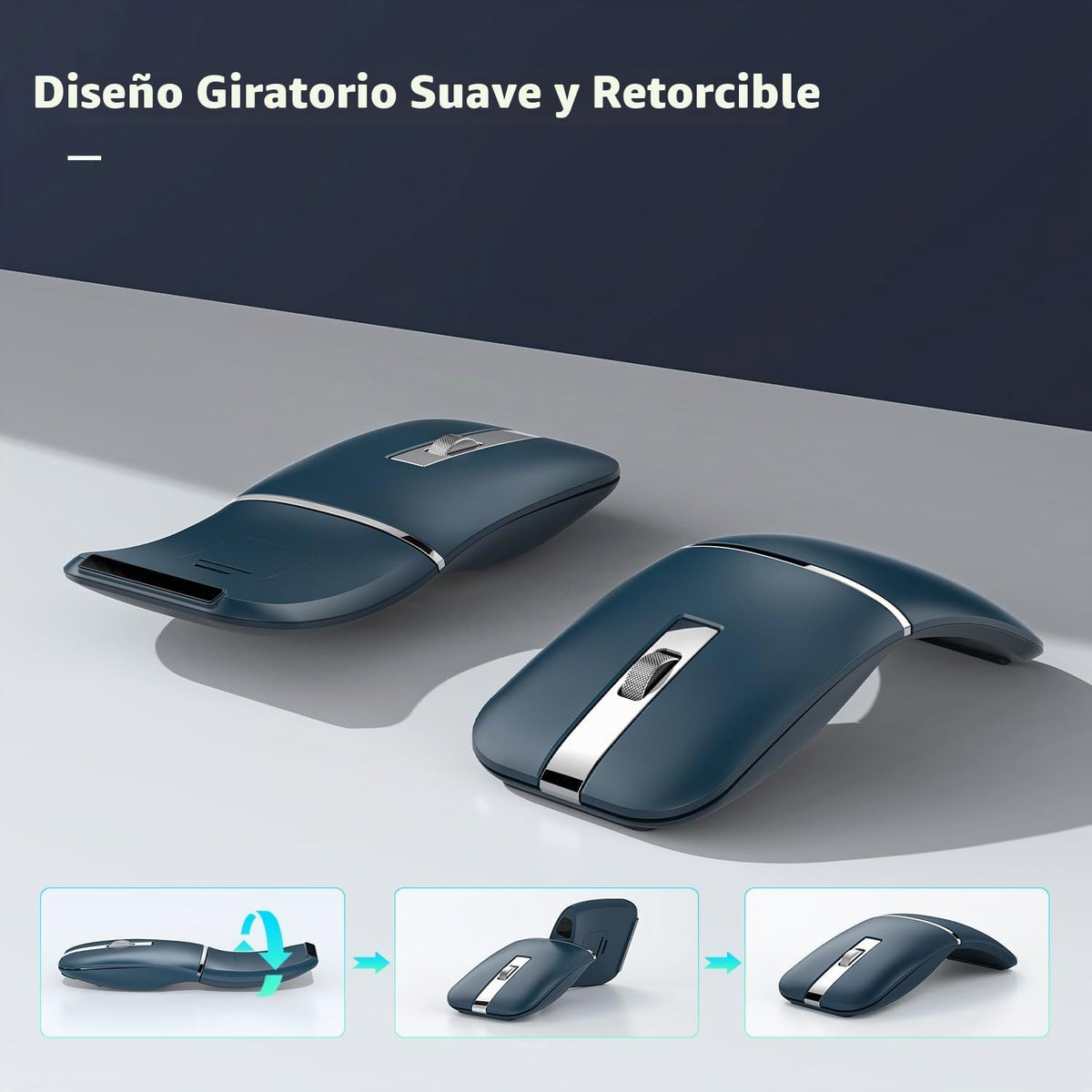 Ratón Bluetooth inalámbrico de arco de viaje, modelo dual (2.4G+BT5...