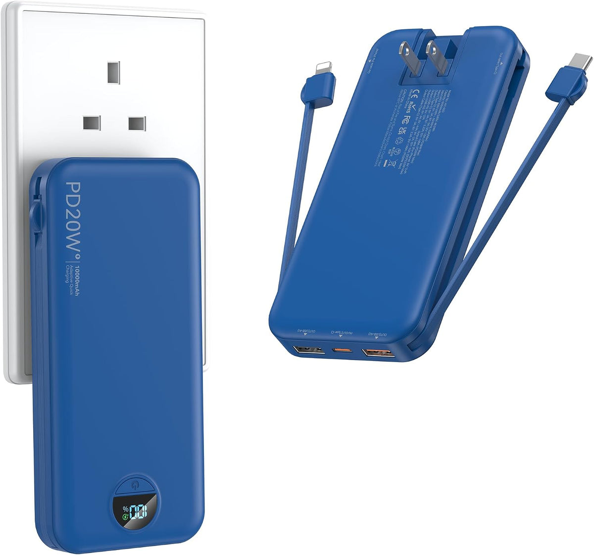 Ffnpua Cargador portátil con enchufe de pared, cargador de batería...