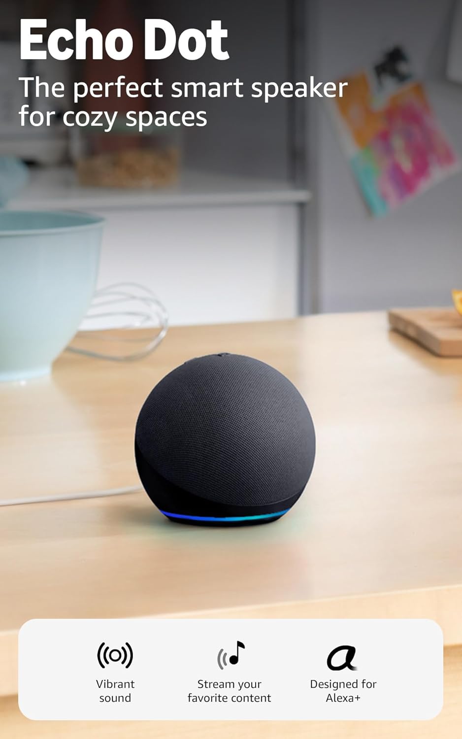Amazon Echo Dot (modelo más nuevo): altavoz con sonido vibrante, di...