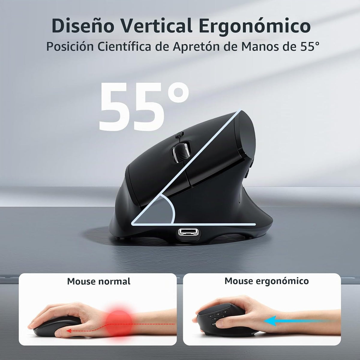LTC GM051 Ratón ergonómico vertical inalámbrico \u2013 8K DPI óptic...
