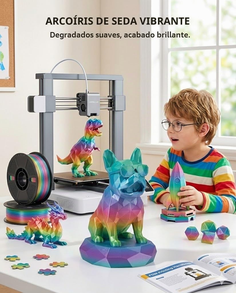 SUNLU Rainbow Silk PLA 0.07 in, paquete de carrete de 8.82 oz, fila...