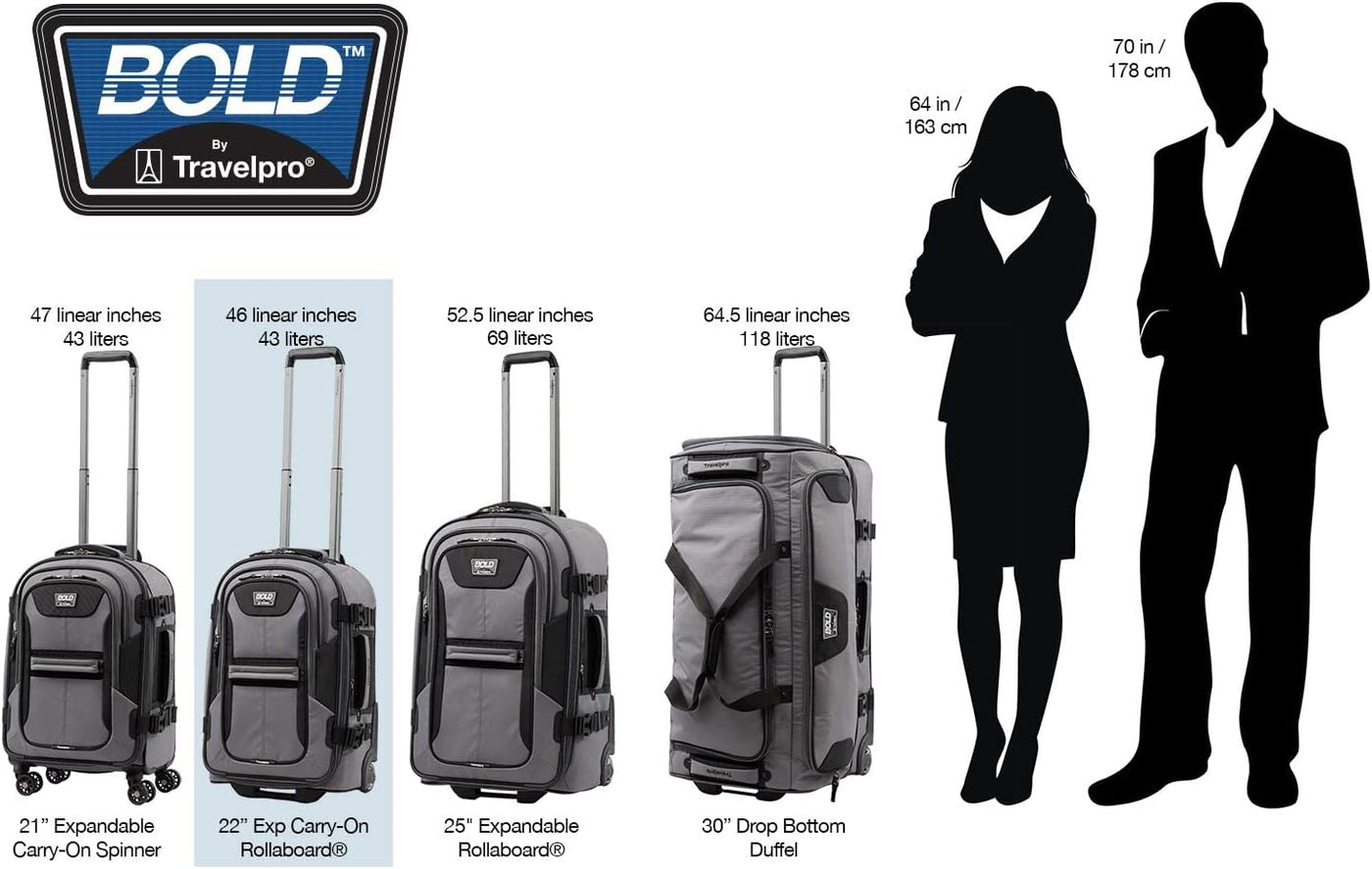 Travelpro Luggage Bold - Rollaboard expandible de 22", Azul\/Ne...