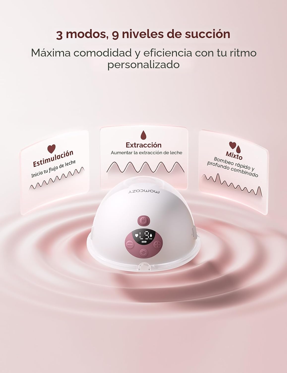Momcozy Extractor de leche portátil controlado por aplicación intel...