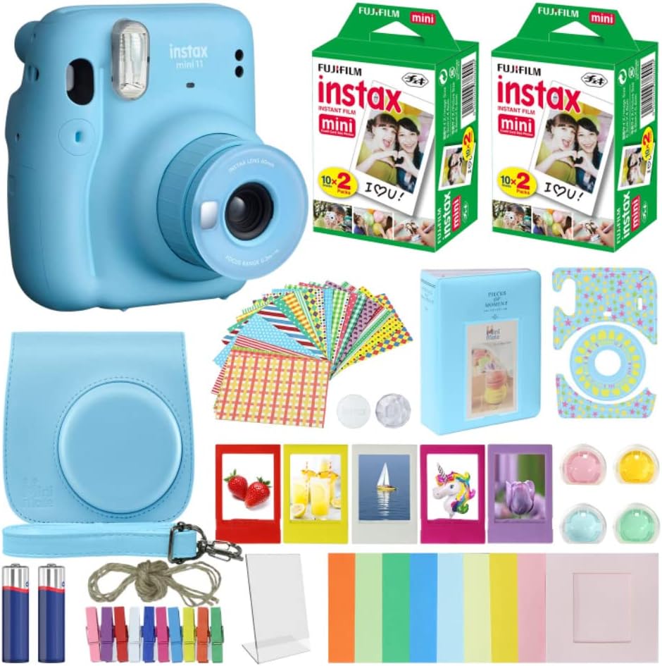 Fujifilm Cámara instantánea Instax Mini 11 azul cielo + paquete de...