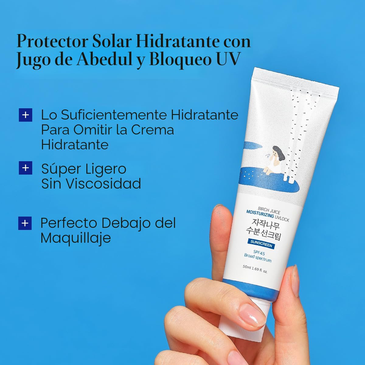 ROUND LAB Birch Juice Hidratante UV LOCK SPF 45 1+1 (paquete de 2)...