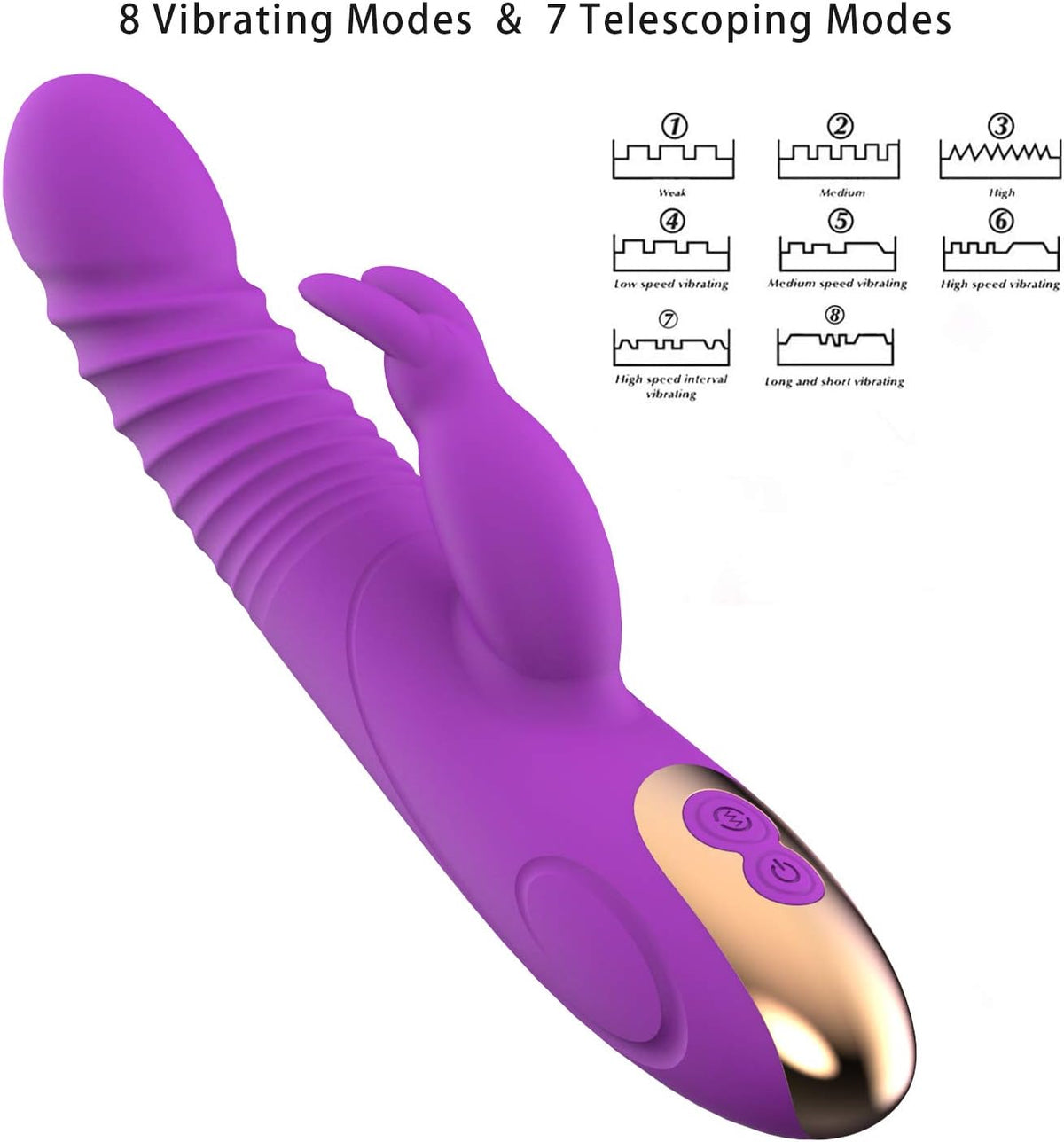 Juego de juguetes de placer con orejas de conejo, 8 modos potentes...