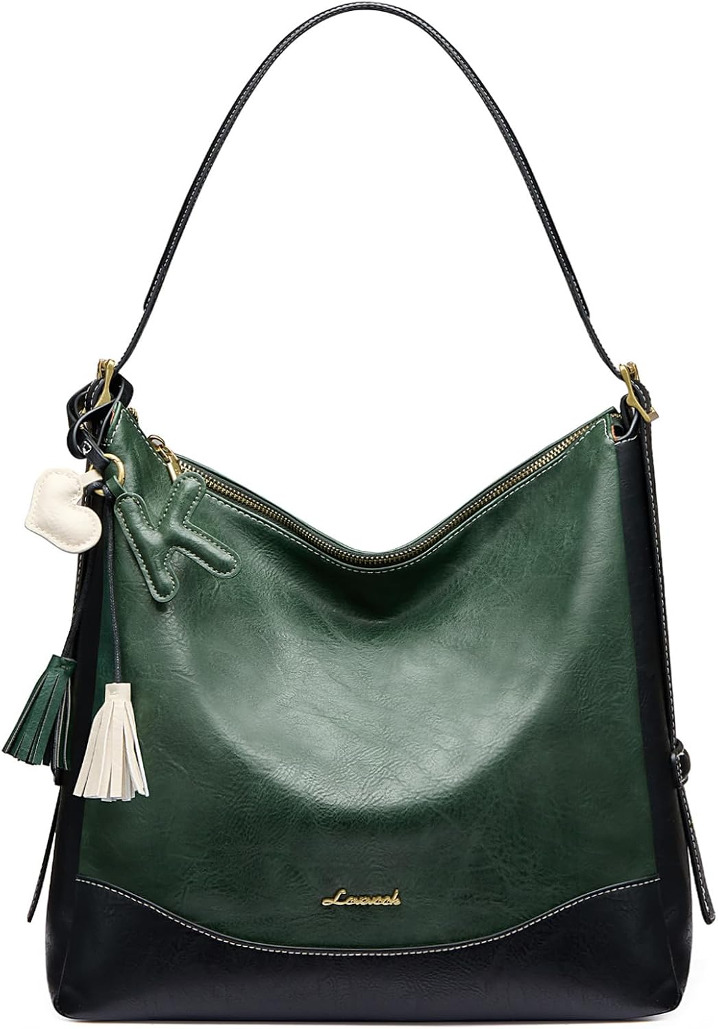 LOVEVOOK Bolsos hobo para mujer con dije inicial, bolso cruzado sua...