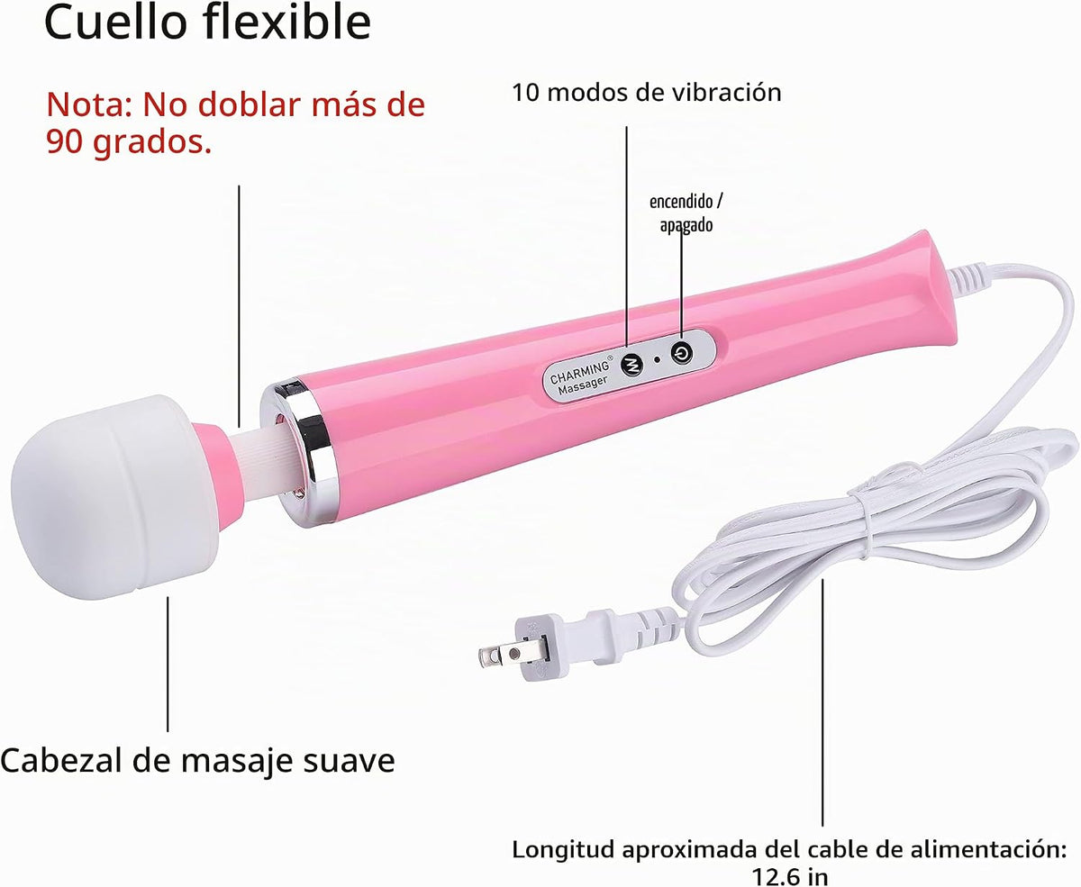 CHARMING Masajeador de Mano con Cable Potente para la Espalda con V...