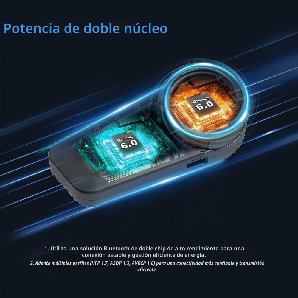FreedConn KY V2 - Casco de motocicleta Bluetooth 6.0 para conductor...