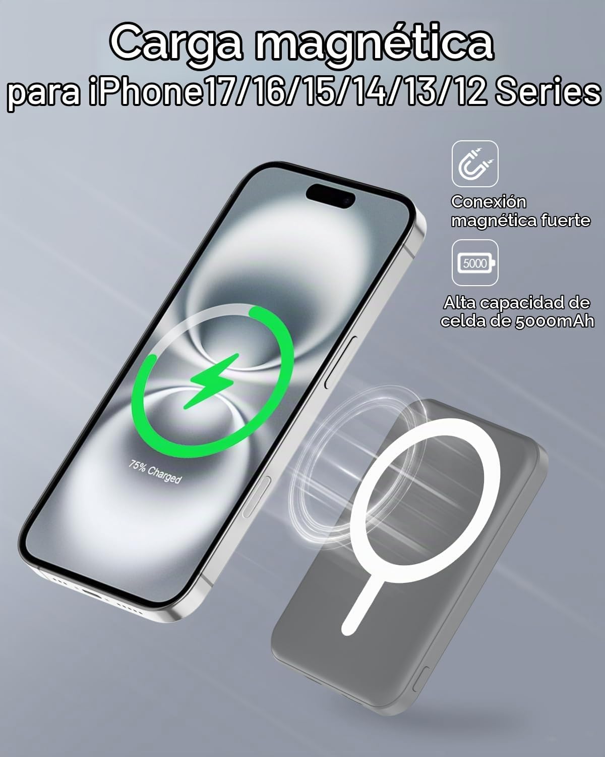 podoru para MagSafe Power Bank 5000mAh, cargador portátil magnético...