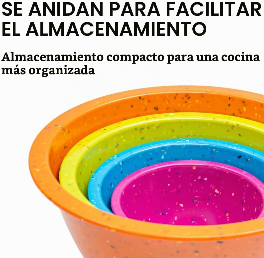 bzyoo Juego de 4 cuencos mezcladores de melamina de confeti, colori...