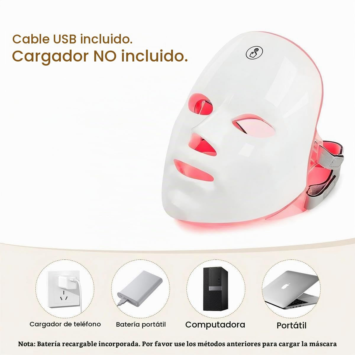 SHMHE Máscara facial LED \u2013 Máscara de luz facial inalámbrica c...