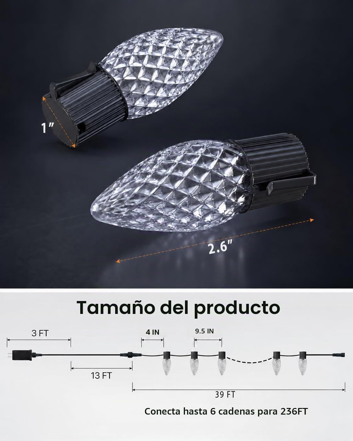 157FT 200LED Smart C9 luces de Navidad al aire libre, luz de cadena...
