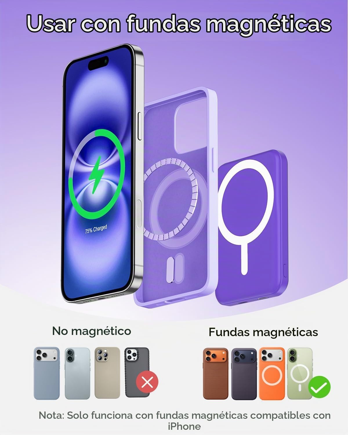 podoru para MagSafe Power Bank 5000mAh, cargador portátil magnético...